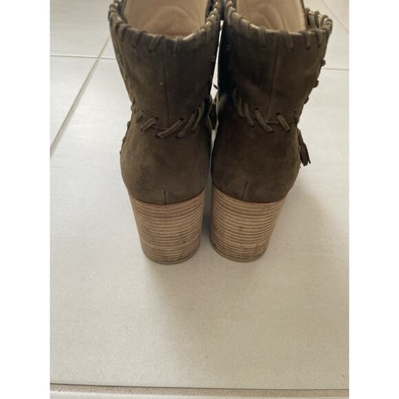 Stuart Weitzman Ankle Boots Wallawalla Suede Lace Up Tassels Green - Picture 12 of 16